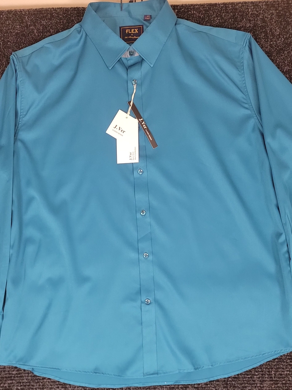 FLEX Men's Luxury Collection Teal Dress Shirt 2XL NWT Design in Italy